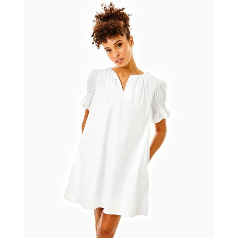 Addison Bay Newport Dress Small White Coastal Preppy Resort Beach Flowy NWT